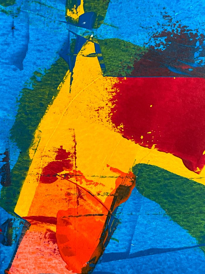 A dynamic abstract painting featuring vivid colors and bold brushstrokes for artistic expression.